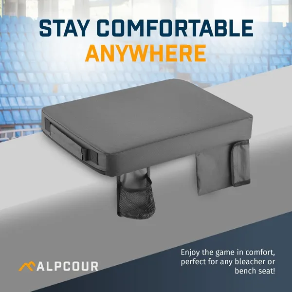 Alpcour Portable Extra Thick Stadium Seat Cushion - 21x 15 Inch Bleacher Cushion With Side Pocket