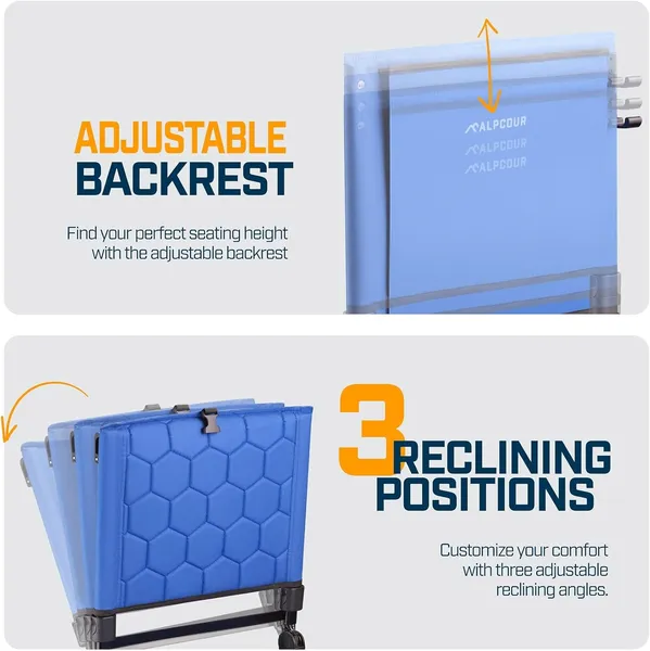 Alpcour Folding Reclining Stadium Seat With Back Support For Bleachers