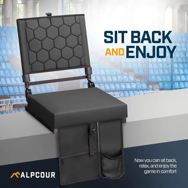 Alpcour Folding Reclining Stadium Seat With Back Support For Bleachers