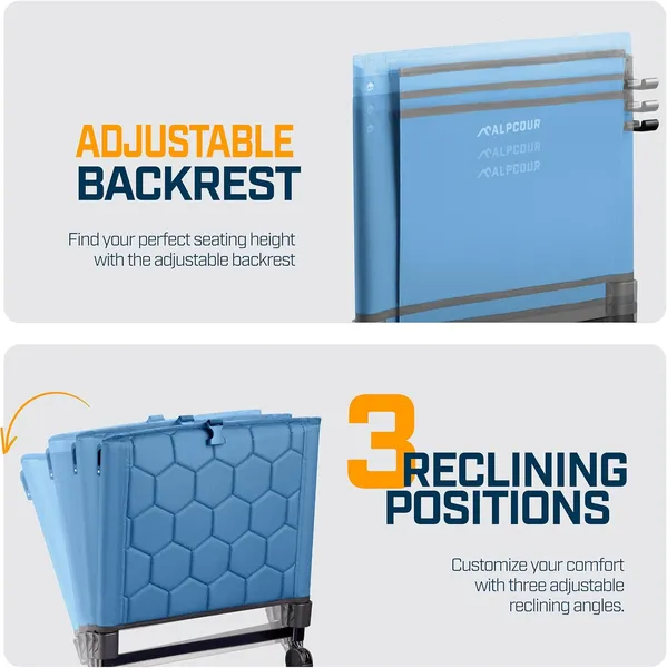 Alpcour Folding Reclining Stadium Seat With Back Support For Bleachers - Image 3