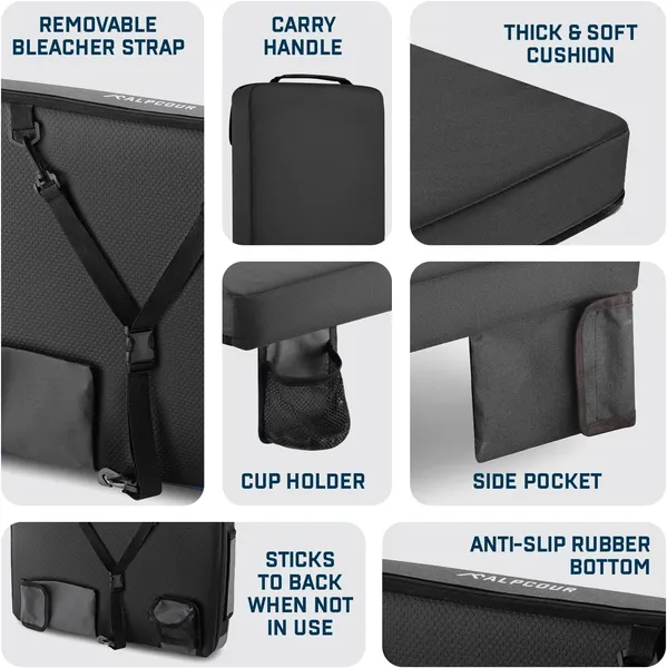 Portable Heated Stadium Seat Cushion – Extra Thick 21-Inch Bleacher Chair with Side Pocket for Cold Weather Sports & Outdoor Events