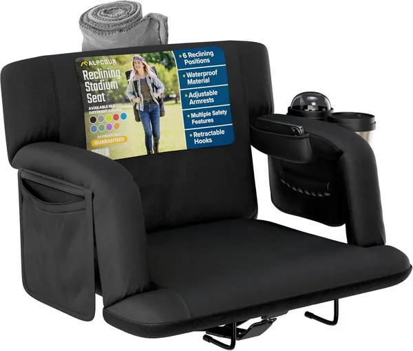 Alpcour Premium Reclining Stadium Seat For Bleachers With Back Support