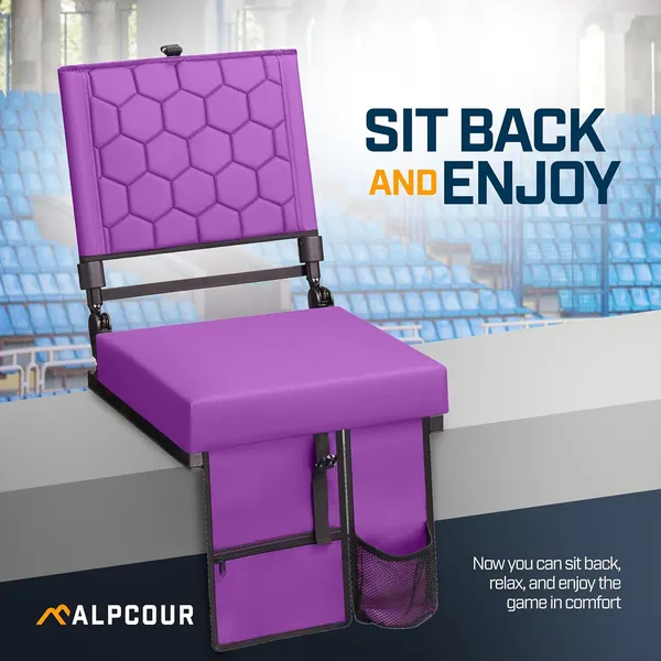 Alpcour Folding Reclining Stadium Seat With Back Support For Bleachers