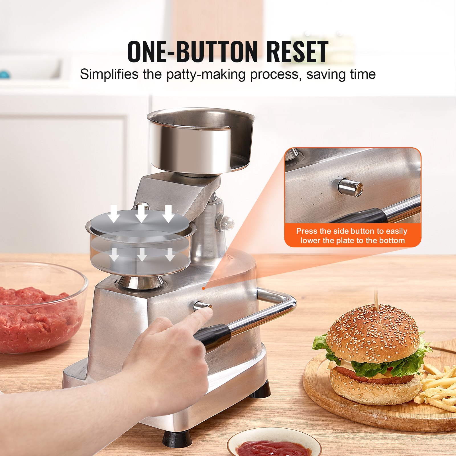 Commercial Burger Patty Maker, 100mm/4inch Hamburger Beef Heavy Duty Food-Grade — image 5