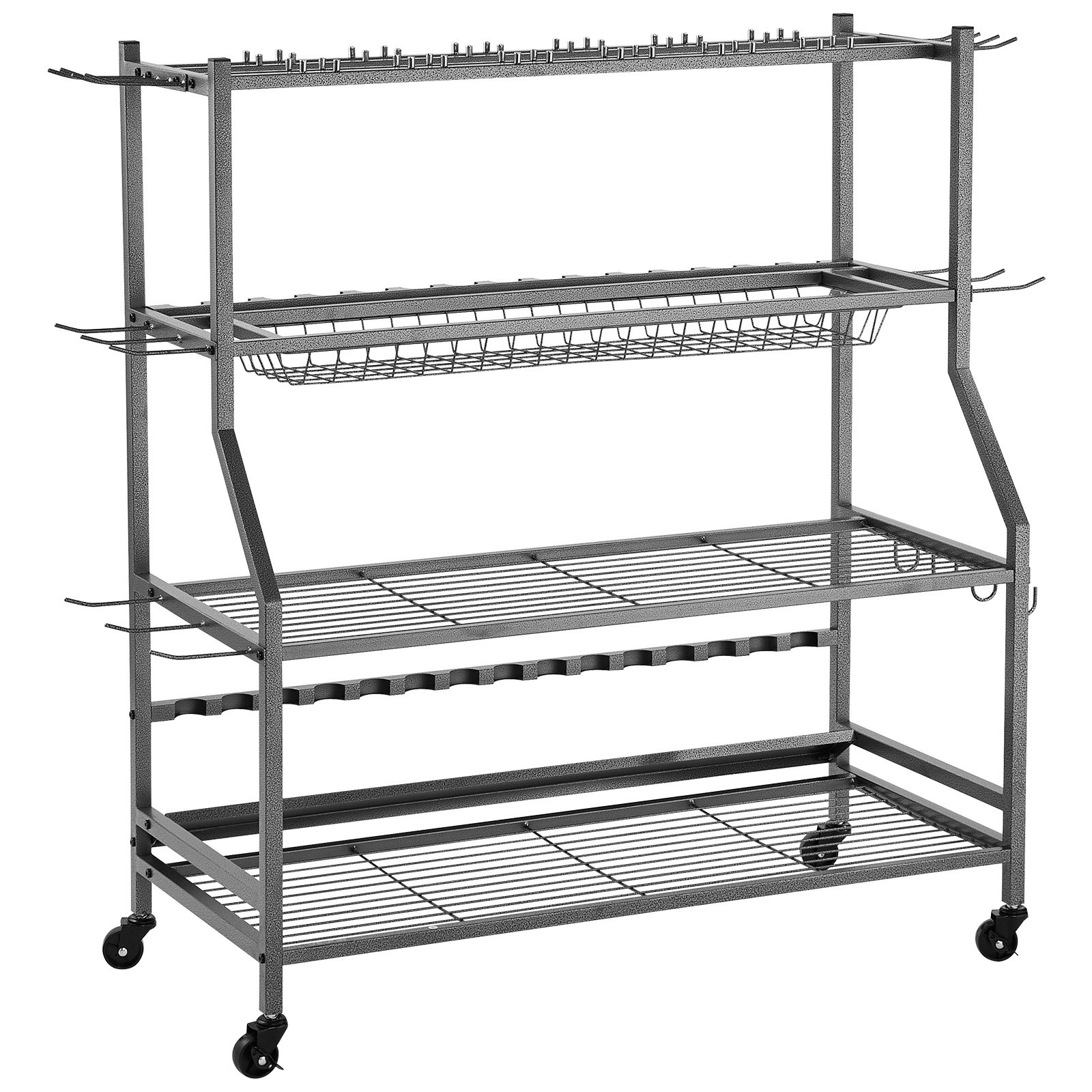 Fishing Rod Holder For 15-Rods, Mobile Fishing Pole Rack Cart With Wheels, Fish Gear Equipment Organizer For Garage Home Indoor Use, For Tackle Box Reel Accessories Storage, Gifts For Men - Image 1