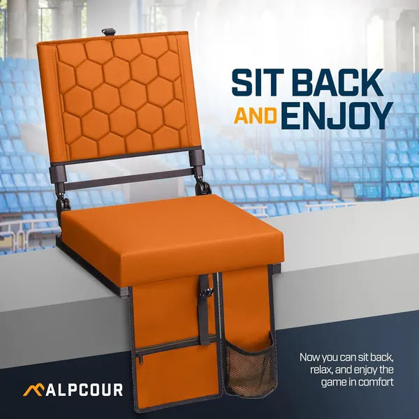 Alpcour Folding Reclining Stadium Seat With Back Support For Bleachers