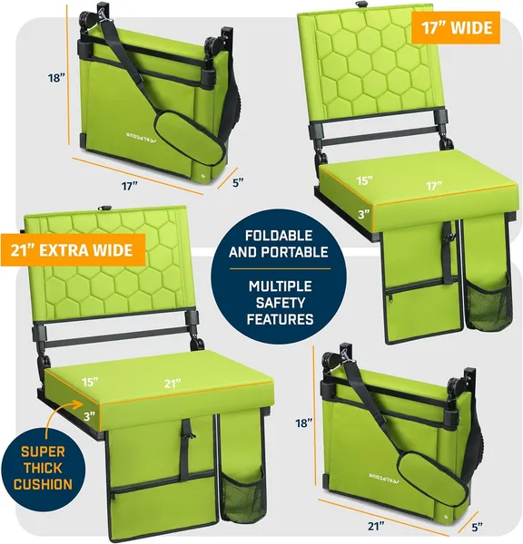 Alpcour Folding Reclining Stadium Seat With Back Support For Bleachers - Image 3