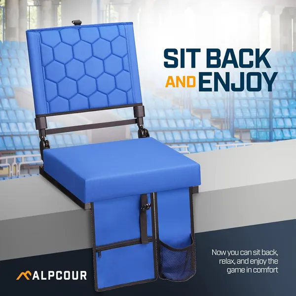 Alpcour Folding Reclining Stadium Seat With Back Support For Bleachers