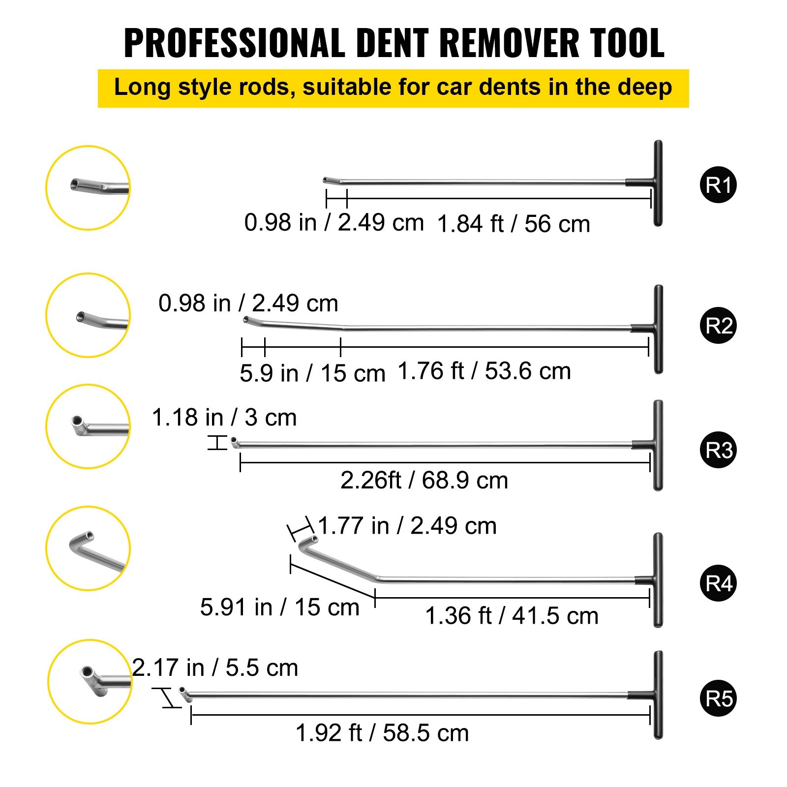 Rods Dent Removal Kit, 13 Pcs Paintless Repair Tool, 5 Stainless Steel 8 Tapper — image 4