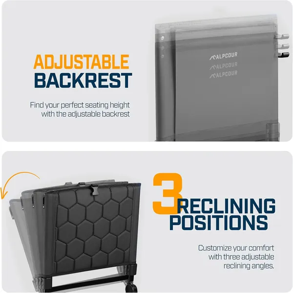 Alpcour Folding Reclining Stadium Seat With Back Support For Bleachers