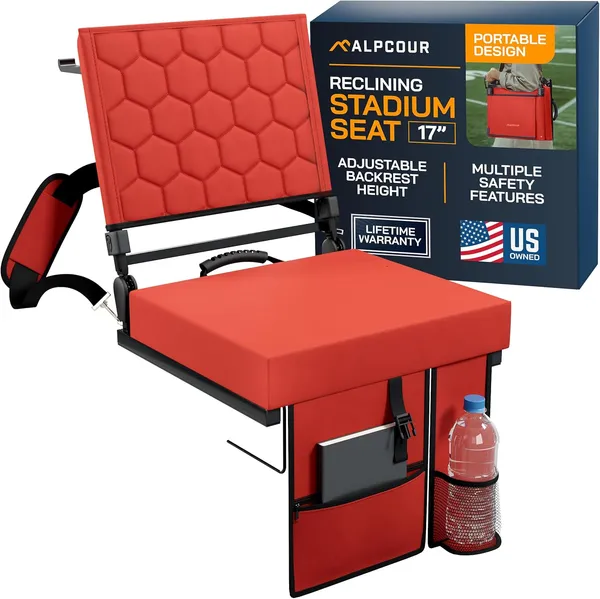 Alpcour Folding Reclining Stadium Seat With Back Support For Bleachers