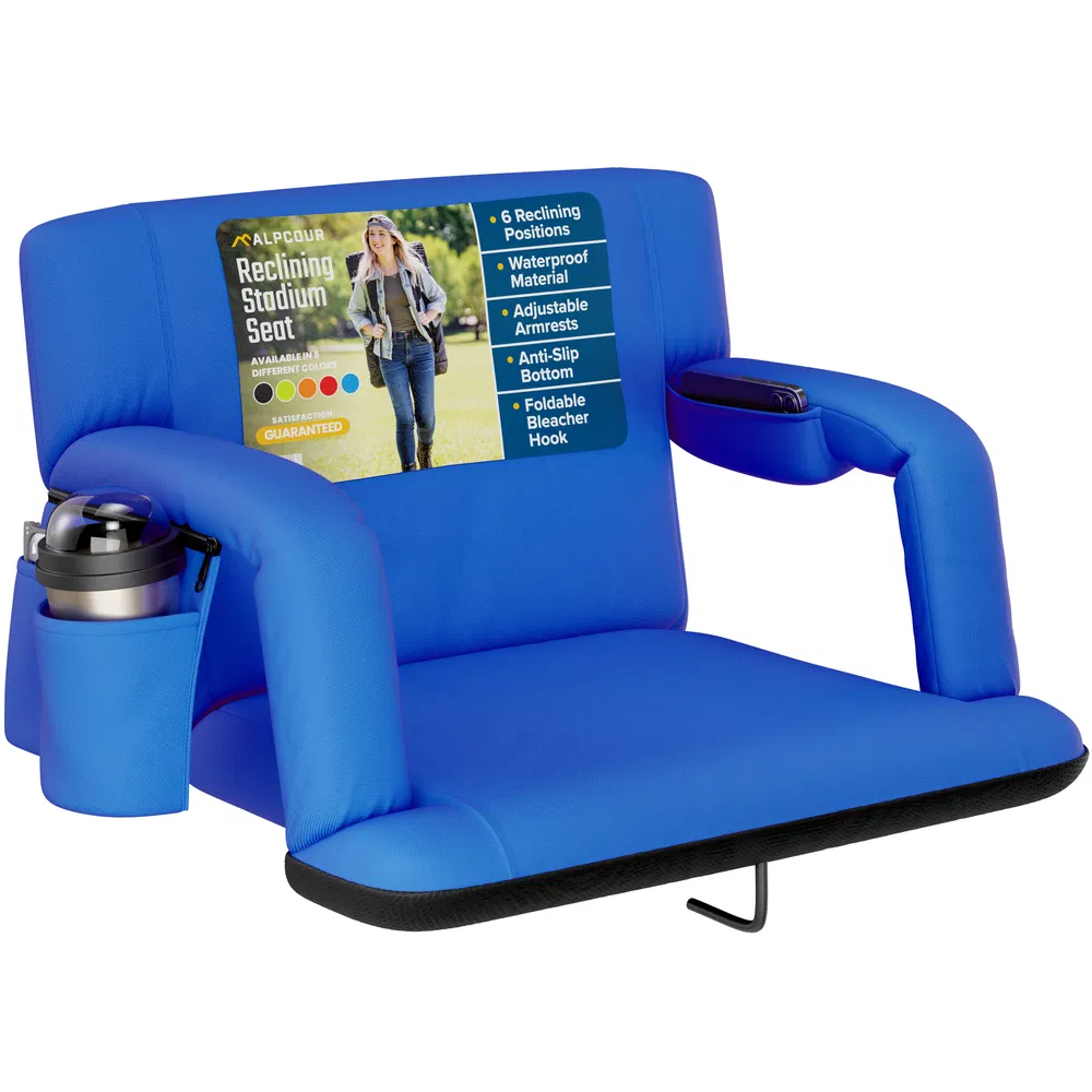 Alpcour Reclining Stadium Seat - Waterproof Foldable Camping Chair With Extra Thick Padding And Wide Back Support image 12