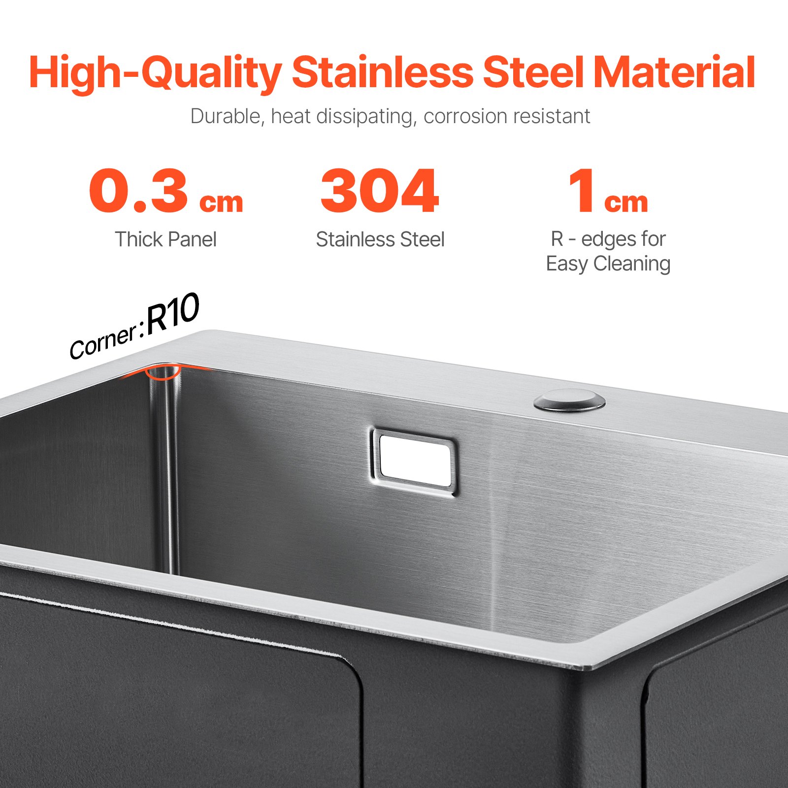 40cm Kitchen Sink Workstation, 304 Stainless Steel Top Mount Sinks, Drop-In — image 5