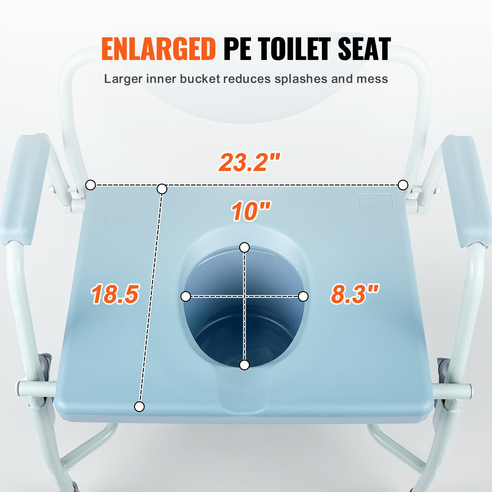Commode Chair, Bedside With Drop-Down Arms And Detachable Backrest, 5-Level — image 3