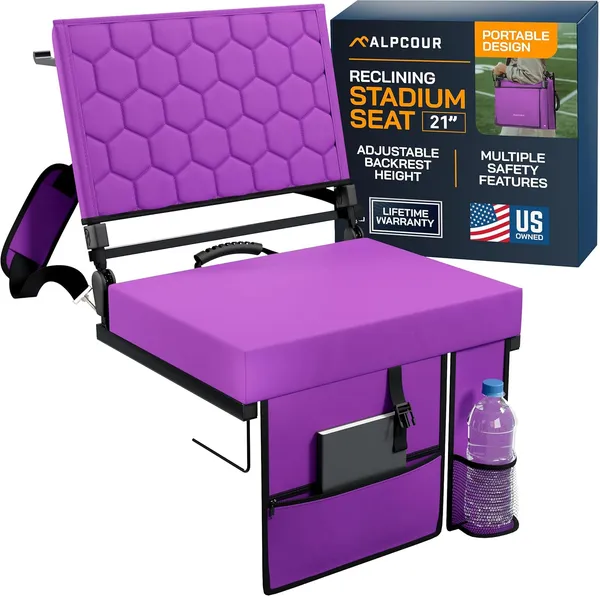 Alpcour Folding Reclining Stadium Seat With Back Support For Bleachers