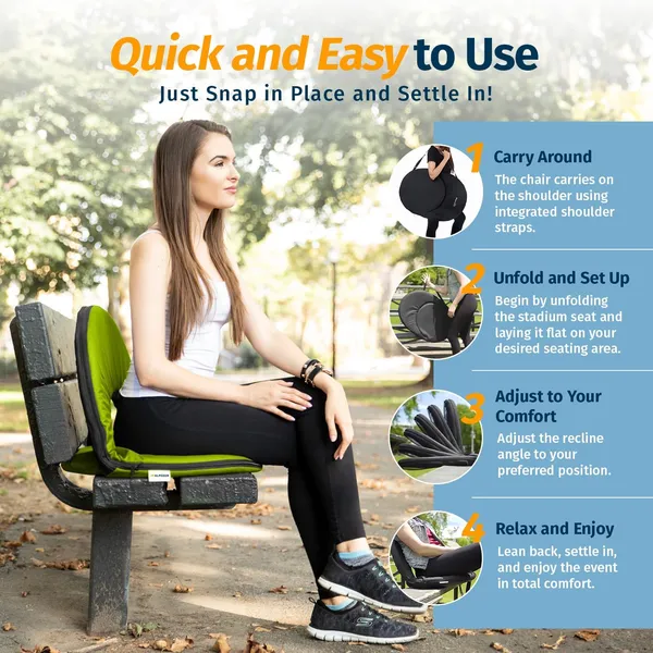 Alpcour Reclining Stadium Seat - Waterproof, 6-Position Comfort For Outdoor Use