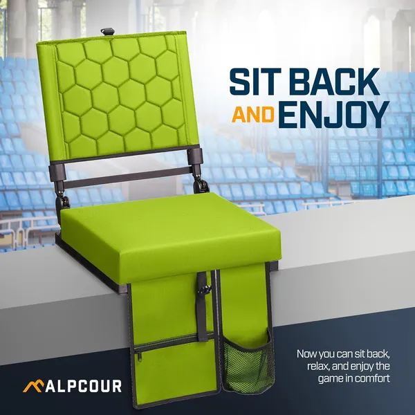 Alpcour Folding Reclining Stadium Seat With Back Support For Bleachers - Image 4