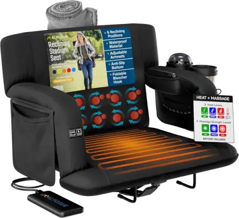 Alpcour premium heated massage reclining stadium seat for bleachers