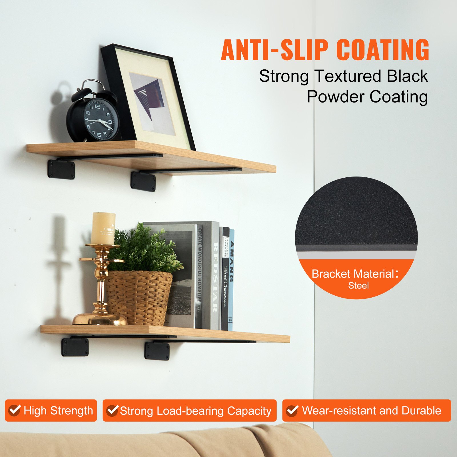 Shelf Bracket, 10”L X 4”W X 1.6”H, 6 Pcs Heavy Duty Floating Brackets — image 3