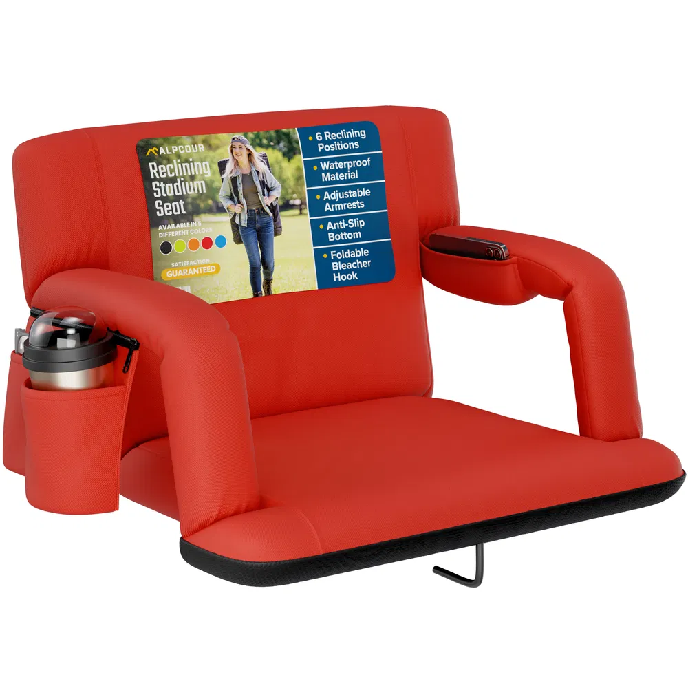Alpcour Reclining Stadium Seat - Waterproof Foldable Camping Chair With Extra Thick Padding And Wide Back Support image 15