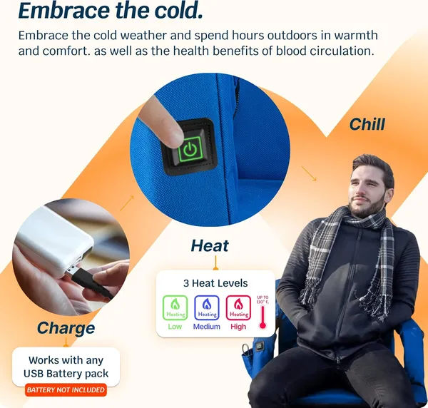 Alpcour Heated Reclining Stadium Seat For Bleachers With Back Support