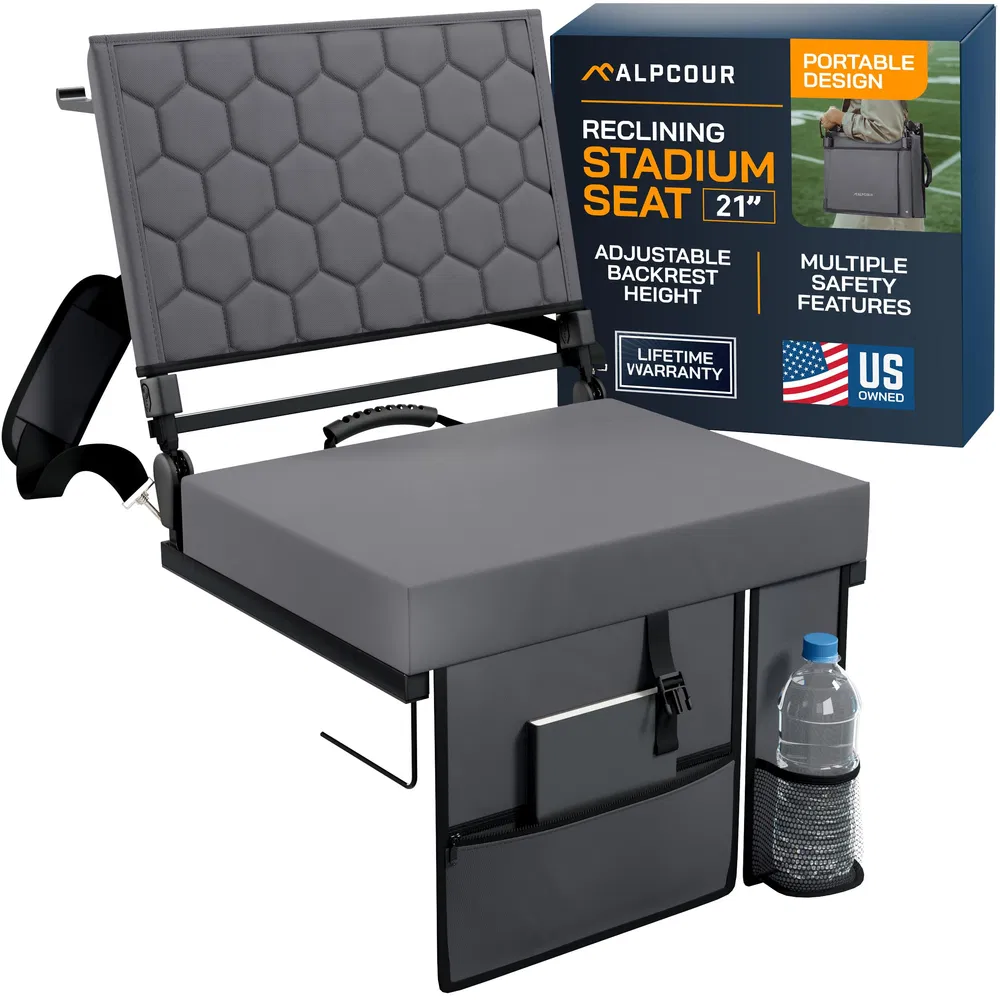 Alpcour Folding Reclining Stadium Seat With Back Support For Bleachers_voghion.com