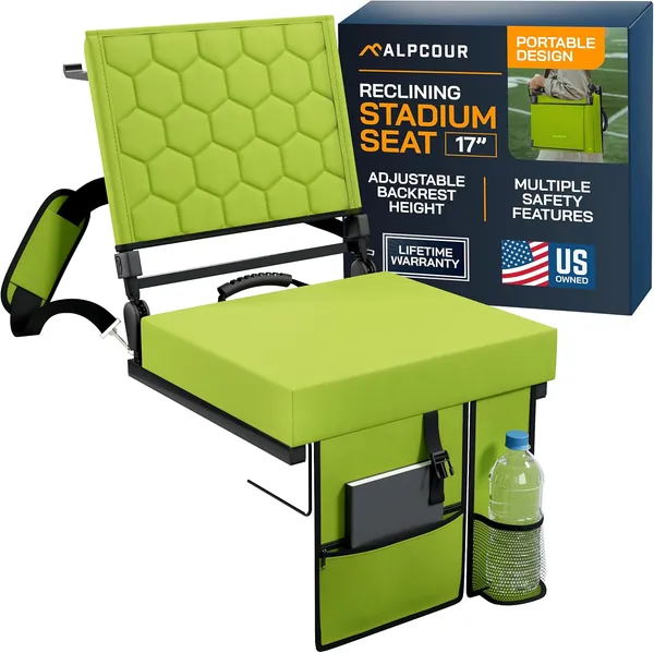 Alpcour Folding Reclining Stadium Seat With Back Support For Bleachers