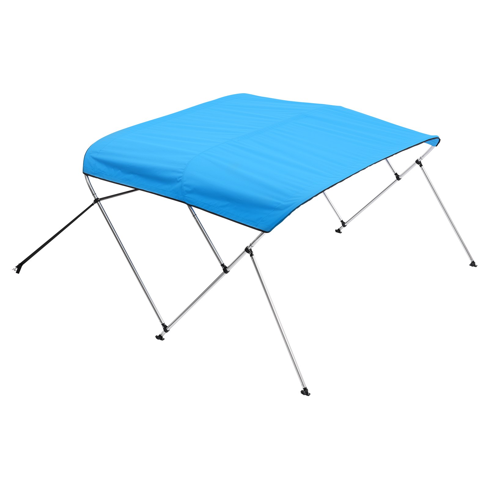 3 Bow Boat Bimini Tops, 600D Polyester Canopy With Aluminum Alloy Frame, Waterproof & Sun Shade Boat Awning Canopy With Storage Bag, 2 Support Poles, 4 Straps, 72"Lx(85"-90")Wx46"H, Pacific Blue - Image 1
