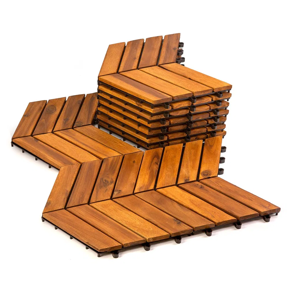 10PC 12inch*12inch  High-quality Acacia Wood Modular Flooring, Model 026, Is Easy To Install And Enhances Your Home's Elegance And Comfort.