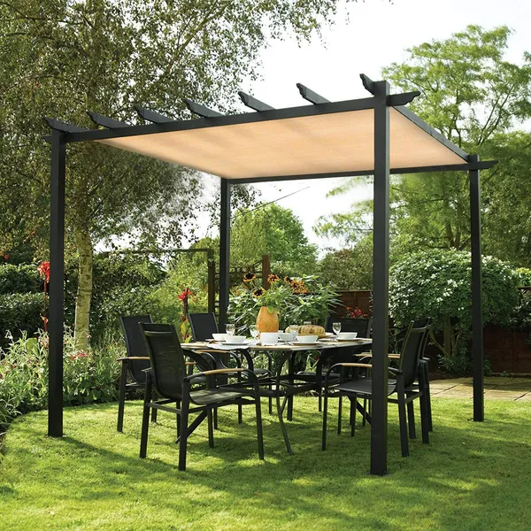 12ft*12ft 90% Beige Sunshade Netting, Outdoor Sun Protection Netting, Nail-on Fixing, Garden, Balcony, And Terrace Awning
