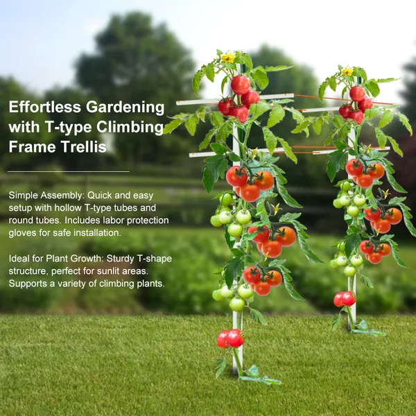 2PC 7FT Hollow T-profile Climbing Trellis, Stable And Durable, Perfect For Climbing Plants, A Modern Garden Decoration.