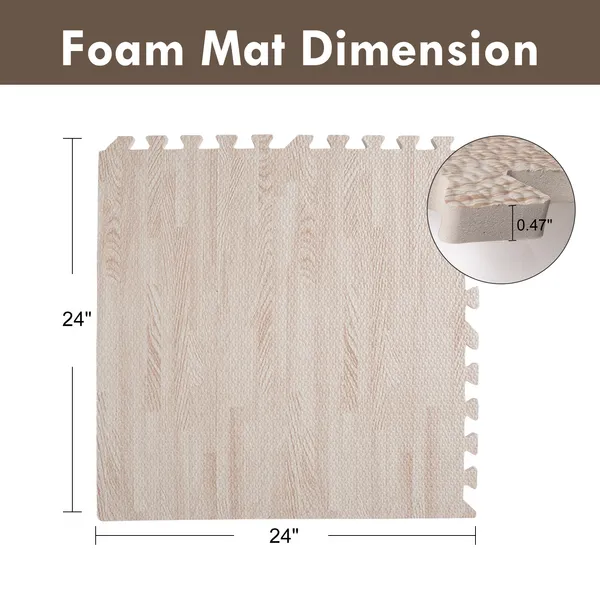 8-Piece Interlocking Wood Grain Foam Mat, Non-Slip And Wear-Resistant Floor Mat, Soft And Cushioning, Suitable For Living Rooms, Bedrooms/Children's Rooms — foto 2