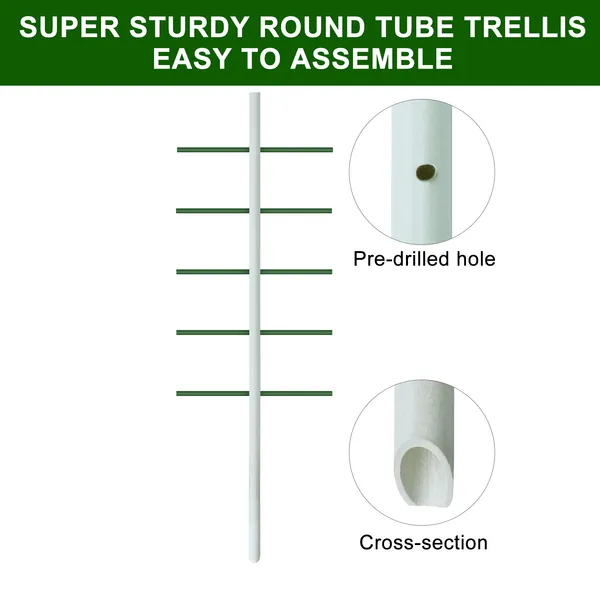 6ft*2ft 2PC  White Round Tube Climbing Trellis, Stylish, Simple, Durable, And Creates A Beautiful Space Filled With Greenery.
