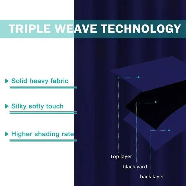 50inch*120inch Navy Luxurious Woolen Outdoor Curtain With Hanging Straps Combine Elegance And Durability For A Comfortable Outdoor Space.