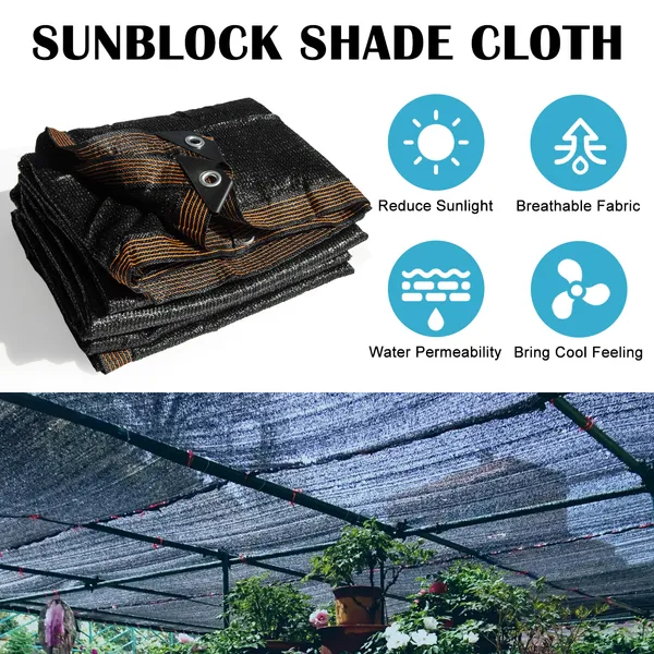 6.5ft*12ft Heavyweight Black Sunshade Net With Snap-on Design For Sun Protection, Windproofing, And Patio/balcony Shading.
