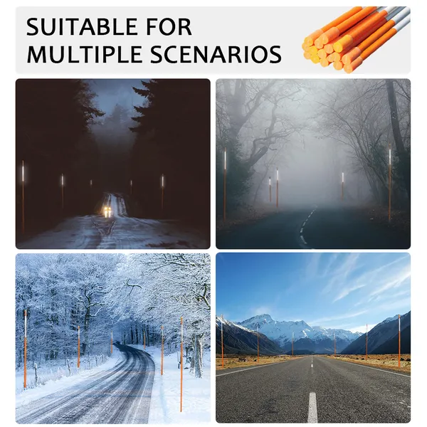 50PC Hollow Snow Pole With High Visibility Reflective Design, Suitable For Road/House/Driveway Snow Removal Indication