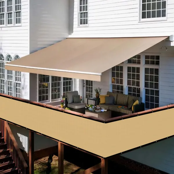 3ft*12ft Beige Sunshade Fence, An Outdoor Sun-proof And Heat-insulating Fence, A Must-have For Patios And Terraces