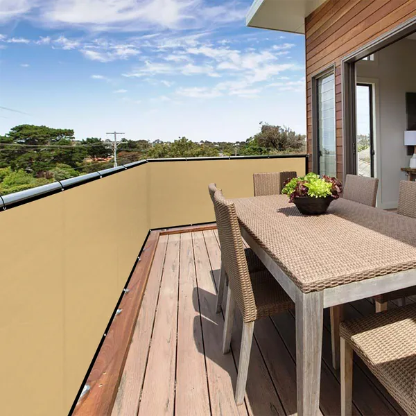 3ft*12ft Beige Sunshade Fence, An Outdoor Sun-proof And Heat-insulating Fence, A Must-have For Patios And Terraces