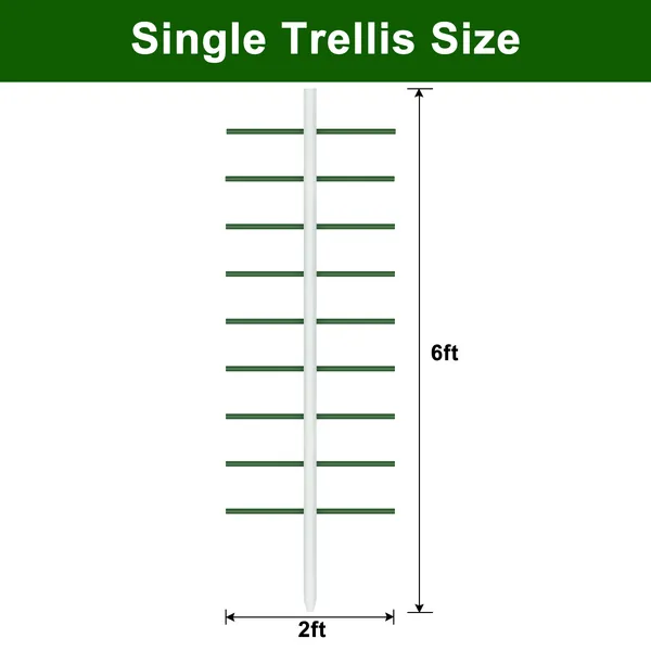 6ft*2ft 2PC  White Round Tube Climbing Trellis, Stylish, Simple, Durable, And Creates A Beautiful Space Filled With Greenery.