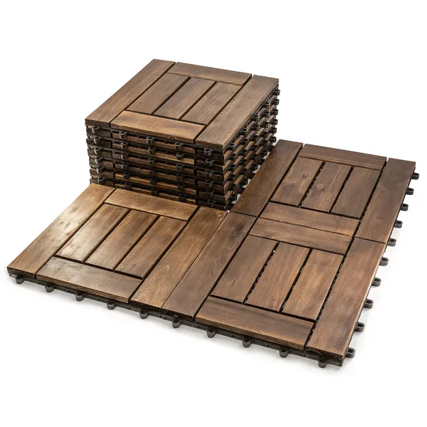 10PC 12inch*12inch High-quality Acacia Wood Modular Flooring, Model 007, Is Easy To Install And Enhances Your Home's Elegance And Comfort.