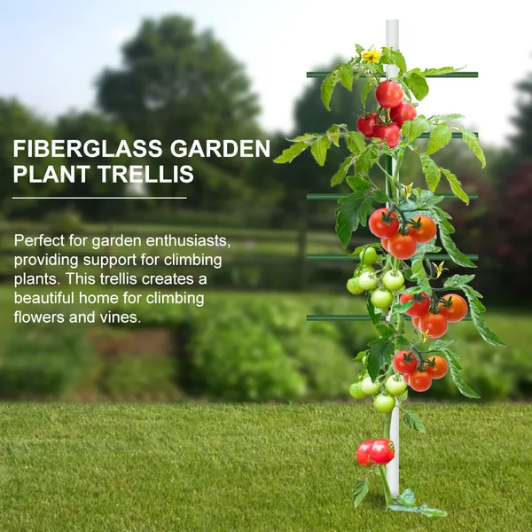 1PC 1.64FT*4FT White Round Tube Climbing Trellis, Outdoor Gardening Stand, Flower And Vegetable Climbing Trellis, Garden And Balcony Climbing Plant Stand