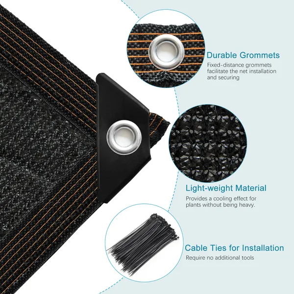 6.5ft*12ft Heavyweight Black Sunshade Net With Snap-on Design For Sun Protection, Windproofing, And Patio/balcony Shading.