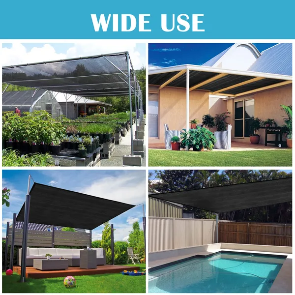 6.5ft*12ft Heavyweight Black Sunshade Net With Snap-on Design For Sun Protection, Windproofing, And Patio/balcony Shading.
