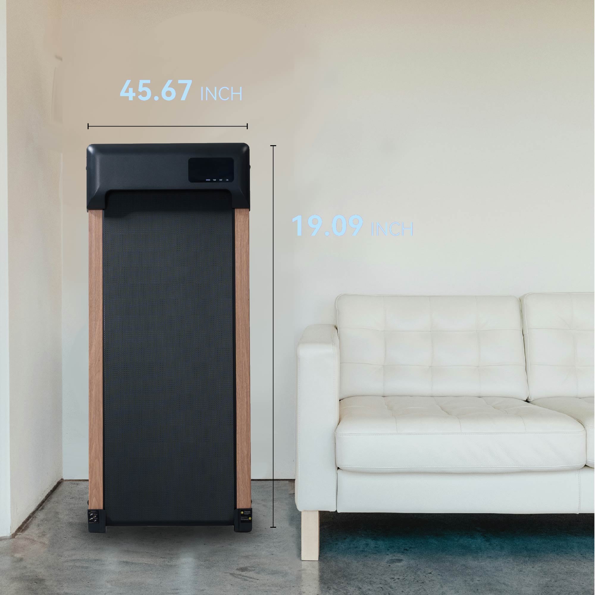 2.25HP Under Desk Treadmill, Portable Wood Walking Pad For Home & Office, Compact Running & Walking Machine With Remote Control, LED Display, Black