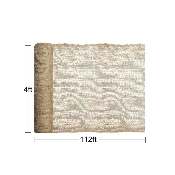 4ft*112ft Natural, Eco-friendly Jute Netting Is A Must-have For Soil Protection And Landscaping, Offering Easy Mulching, Water Conservation, And Wind Resistance.