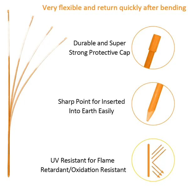 50PC Hollow Snow Pole With High Visibility Reflective Design, Suitable For Road/House/Driveway Snow Removal Indication