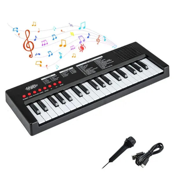 Black 37 Keys Kids Electronic Keyboard