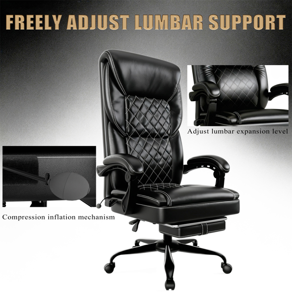 Gaming Chair, Office Chair With Inflatable Lumbar Support, Ergonomic Comfortable Wide Computer Chair With Footrest And Linked Soft Armrests, High Back 3D Enveloping Seat Cushion