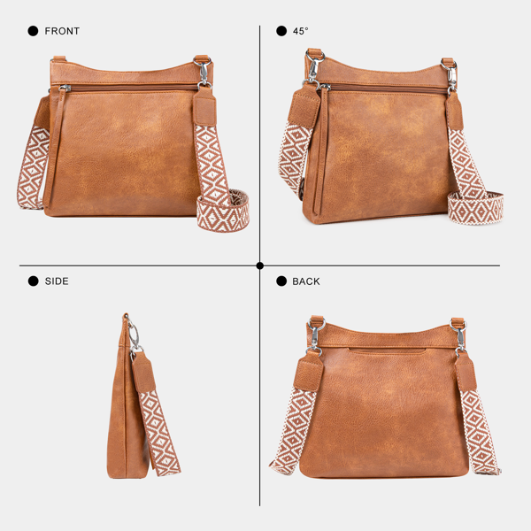 Crossbody Bags For Women With 2 Adjustable Straps Multi Pocket Small Cross Body Purse-Brown - Image 5