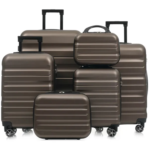 6-Piece ABS Hardshell Luggage Set - Lightweight & Durable Suitcases With Dual Spinner Wheels, Carry-On & Check-In Sizes For Travel & Business